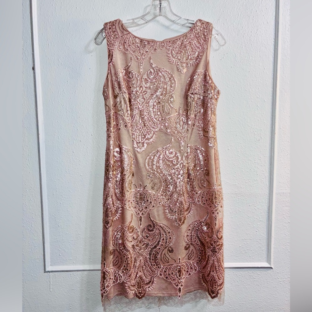 SD Collection Pink Sequin Midi Dress